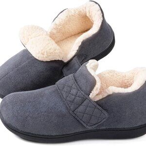 Women's Suede Adjustable House Shoes Cozy Slip-Resistant Indoor Outdoor